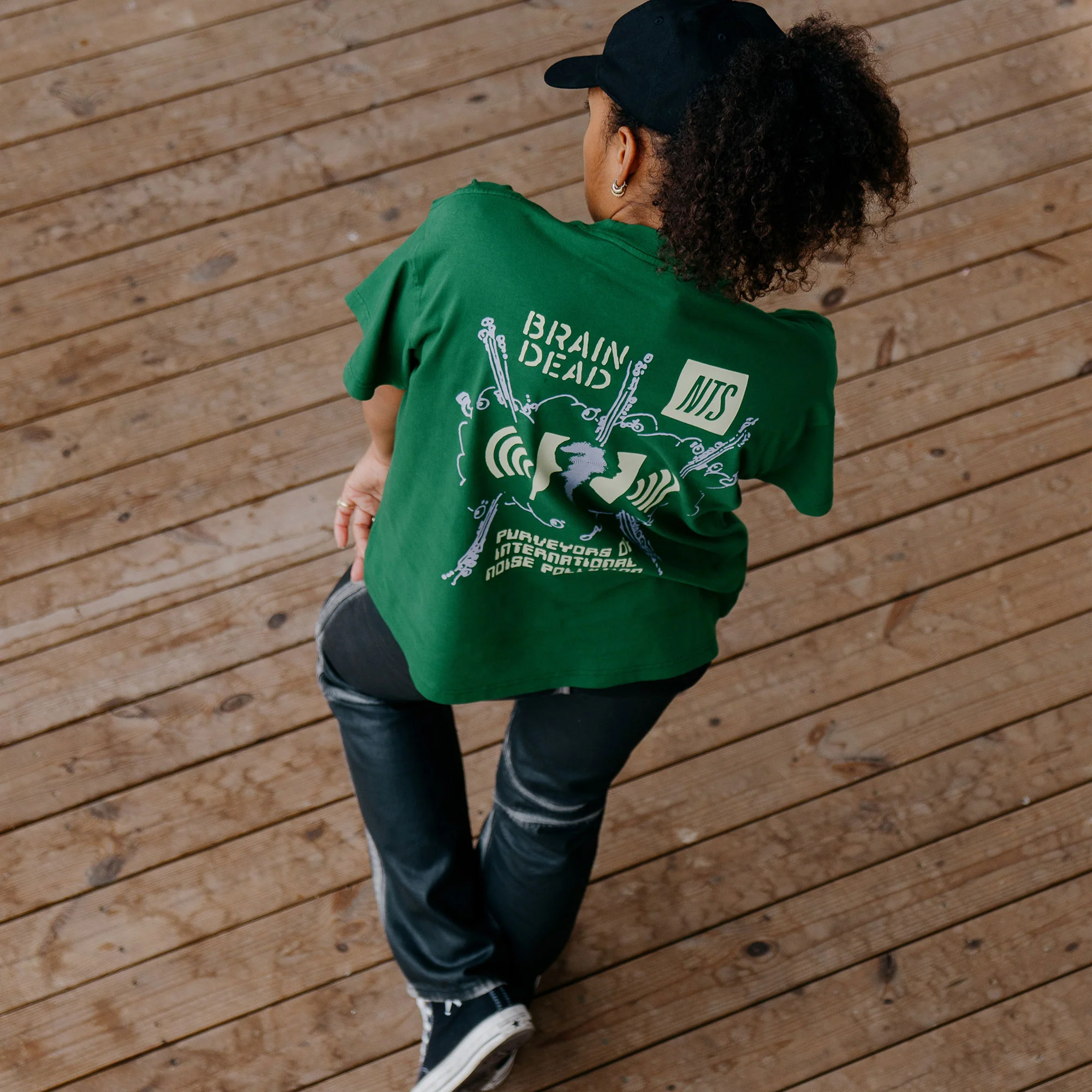 Brain Dead X NTS Noise Pollution Tee - Green - Image 7