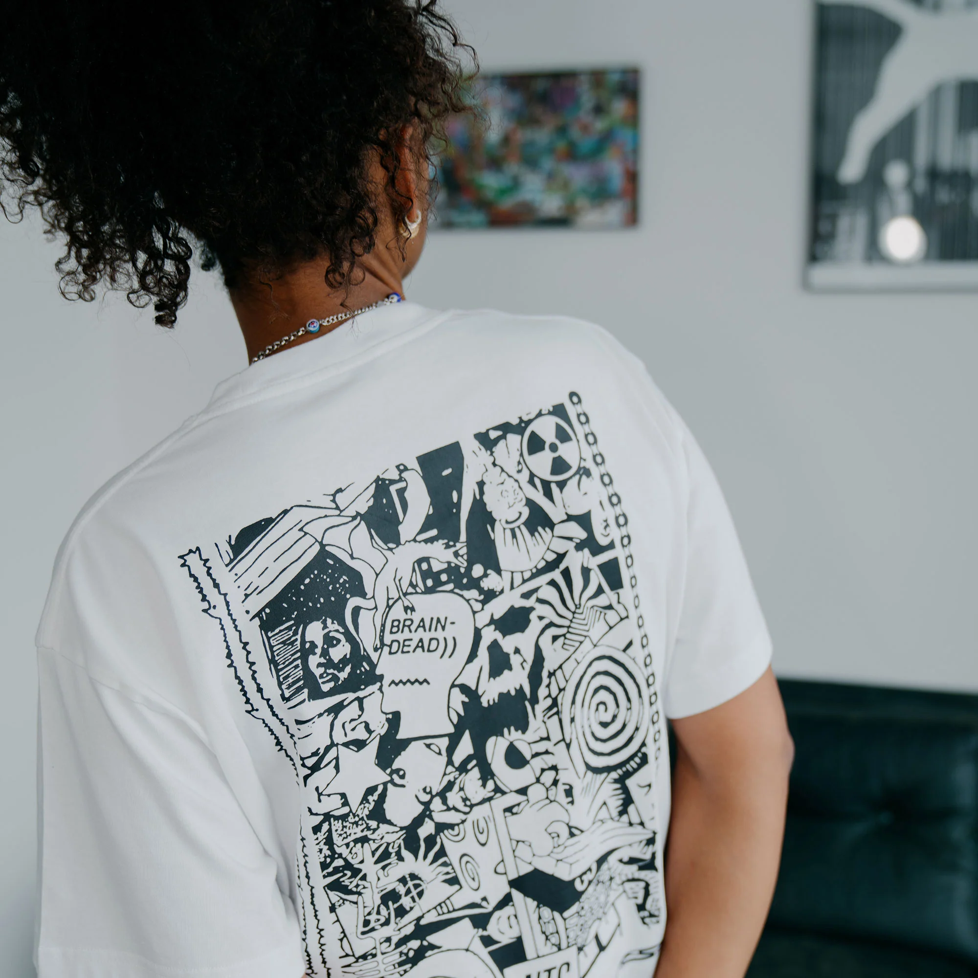 Brain Dead X NTS Noise Tee - White - Image 6
